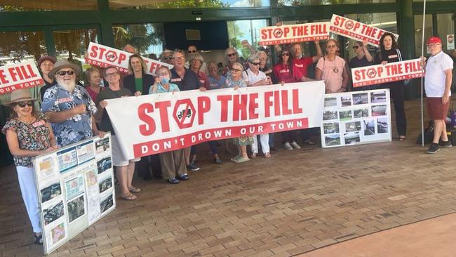 Stop the Fill Yamba protest outside a Clarence Valley Council meeting in April.