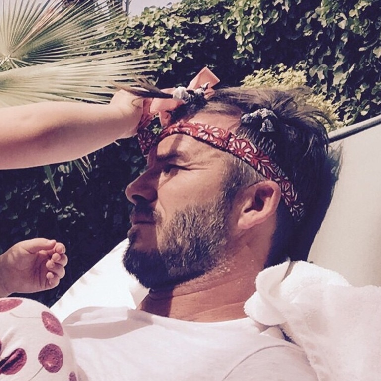 "Someone is trying to make daddy feel pretty today after a heavy night" Picture: David Beckham/Instagram