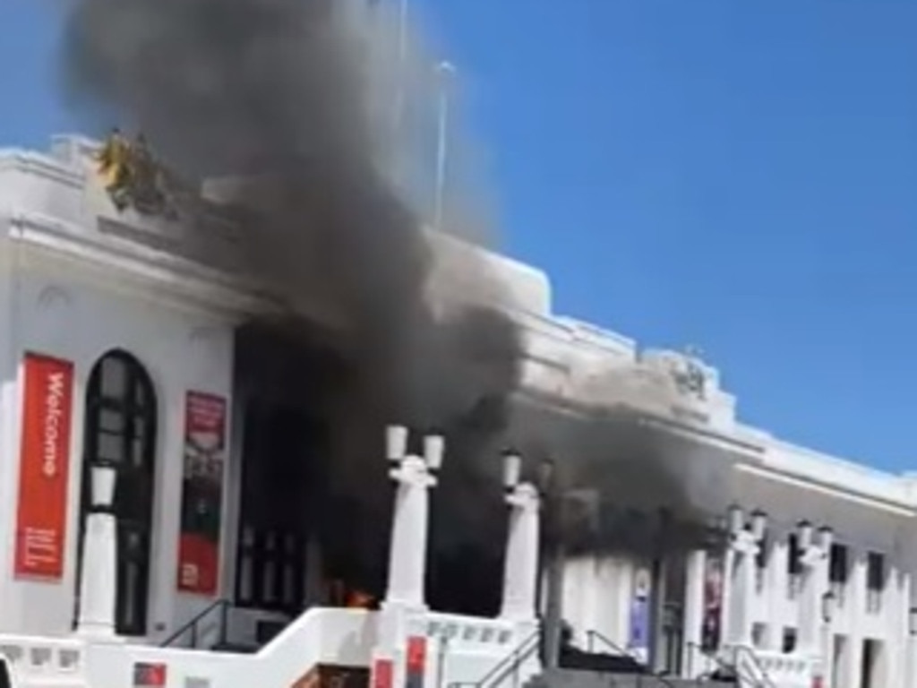 Fire at Old Parliament House Canberra. Picture: @ShaneMcInnes
