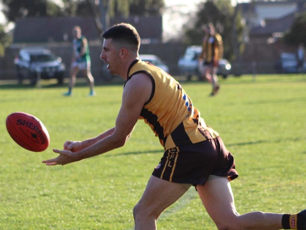 Pell playing local footy for Hadfield in Melbourne’s north.