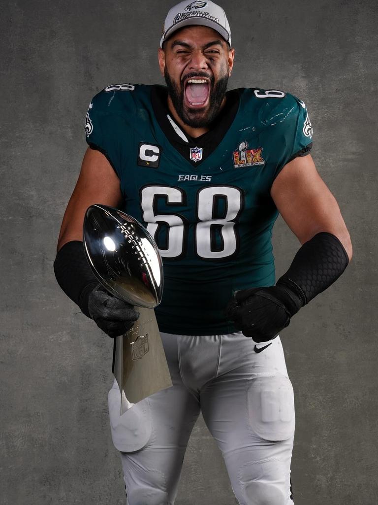 Jordan Mailata is the first Aussie to play in a Super Bowl victory. Photo: Ryan Kang