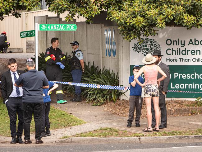 Members of the local Jewish community in Maroubra arrive with their children outside the childcare centre firebombed in an anti-semitic attack.