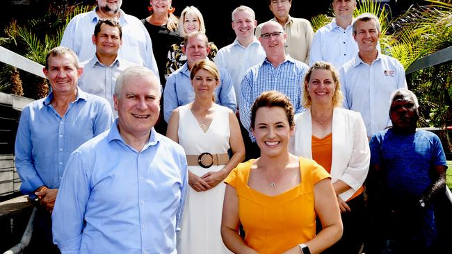 CLP campaign launch Lia Finocchiaro with Michael McCormack and candidates in back Picture Katrina Bridgeford.