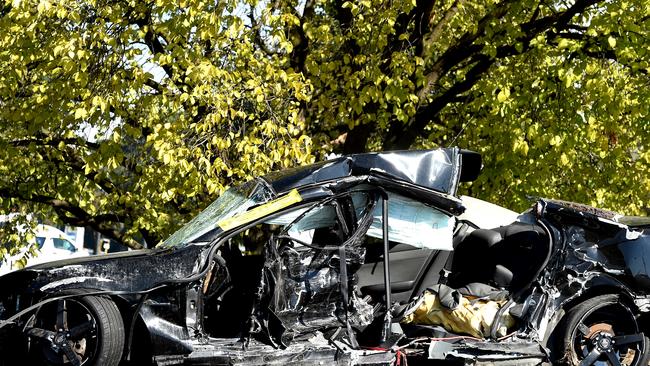 The car being towed from the scene. Picture: Nicole Garmston