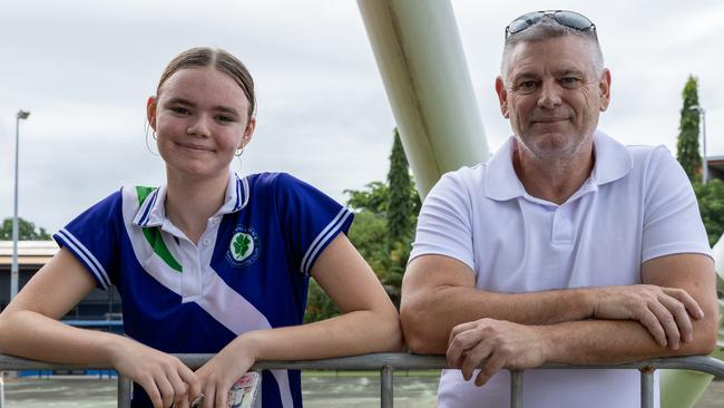 Chloe Hanson and Richard Hanson at the 2025 NT Swimming Championships. Picture: Pema Tamang Pakhrin