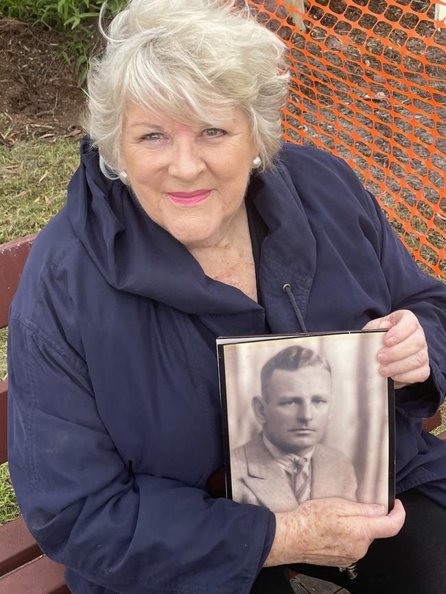 Gillian Nikakas with a photo of her father Bill Spensley who was on the ship. Picture: Lucy Callander