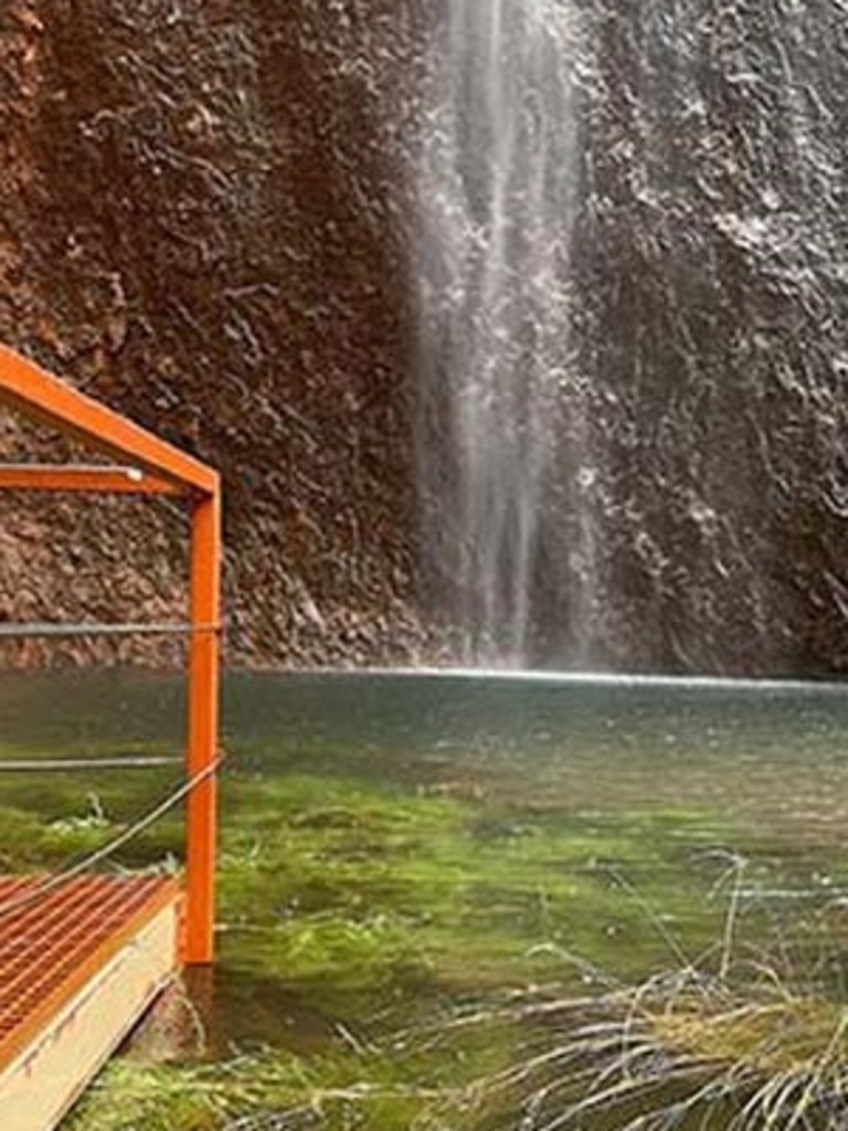 The amazing waterfall at Uluru.