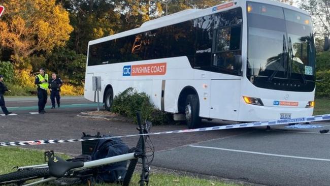 An 11-year-old boy has died after he was hit by a school bus on the Sunshine Coast this afternoon. Picture: ABC News: Josh Dye