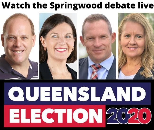 The forum starts at 7.30pm on Monday when we will quiz these four candidates for the seat of Springwood.