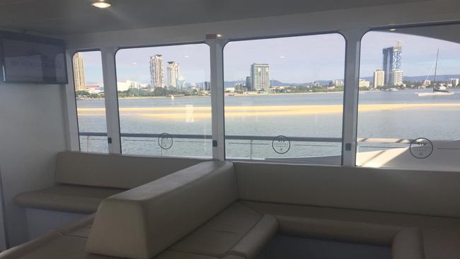 The VIP Captain's Lounge on-board the Spirit of Migaloo II - Sea World's newest whale-watching vessel.