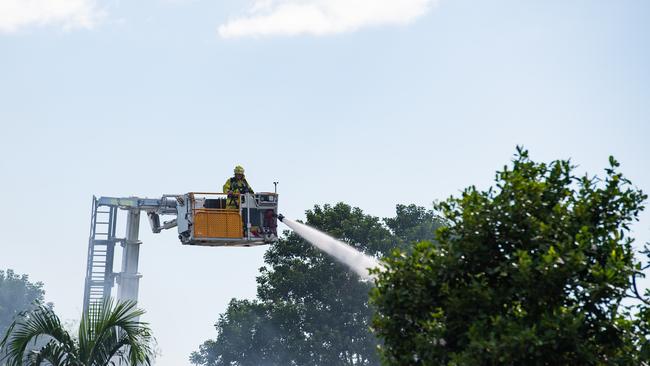 NT Fire and Rescue Service engages in extinguishing a fire occurring at a residence located Jingili Terrace in Jingili. Picture: Pema Tamang Pakhrin