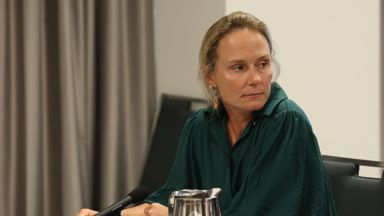 Professor Kathryn Backholer of the Global Centre of Preventative Health and Nutrition at a senate hearing on supermarket prices in 2024. Picture: NCA NewsWire /Brendan Beckett