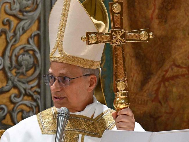 This photo taken and handout on May 9, 2025 by The Vatican Media shows Pope Leo XIV during a mass with cardinals in the Sistine Chapel in The Vatican. (Photo by Handout / VATICAN MEDIA / AFP) / RESTRICTED TO EDITORIAL USE - MANDATORY CREDIT 