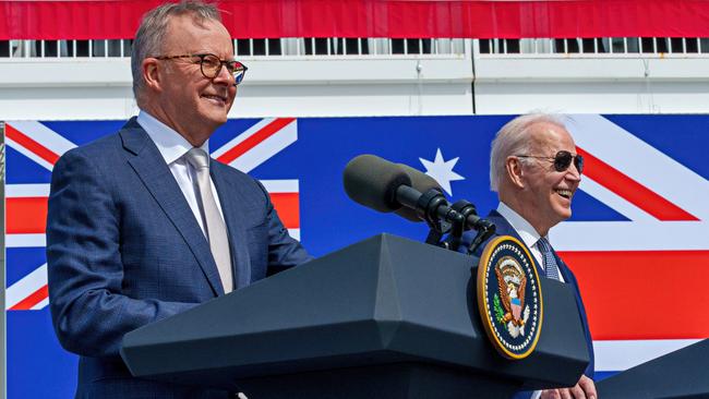 Prime Minister Anthony Albanese with US President Joe Biden after the AUKUS summit in March 2023 in San Diego, California. Picture: PMO