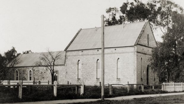 A historical picture of the Laura Baptist Community Church.