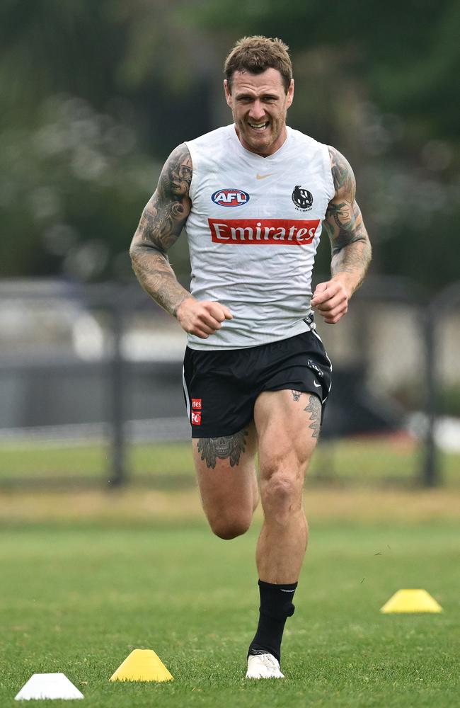 Tim Membrey on the track for Collingwood. Picture: Quinn Rooney/Getty Images.