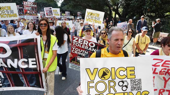 Voice for Victims march on Parliament House in Brisbane on August 23. Picture: Liam Kidston