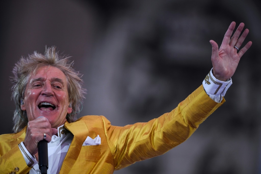 British singer and songwriter Rod Stewart, shown here performing during the Platinum Party at Buckingham Palace on June 4, 2022 as part of Queen Elizabeth II's platinum jubilee, has reportedly made a deal for his music publishing and recording rights