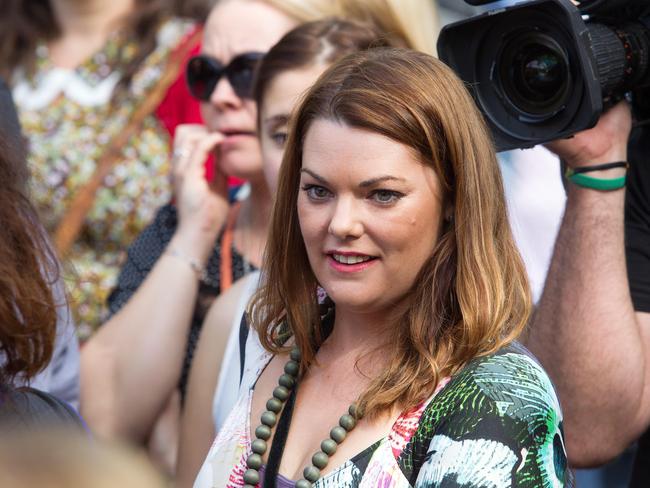 Greens Senator Sarah Hanson-Young branded Mr Abbott’s wink “creepy”. Picture: Sarah Matray