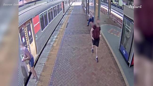 Footage of children slipping through train tracks gaps