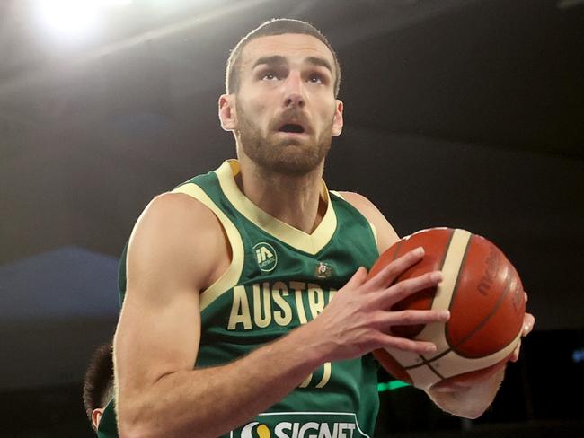 Jack McVeigh showed why he won’t let the Boomers down at the Olympics. Picture: Kelly Defina/Getty Images