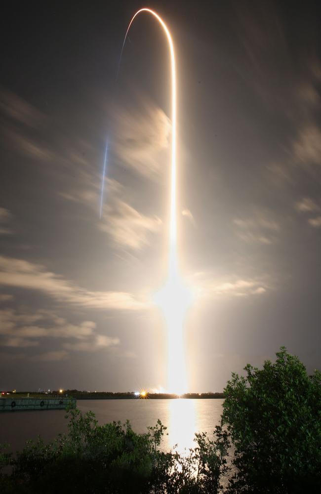 The rocket is SpaceX’s third crew and first European to be launched to the International Space Station. Picture: Gregg Newton / AFP)