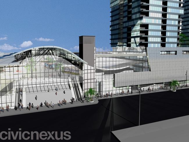 The initial design phase included a roof over the Bourke St bridge.