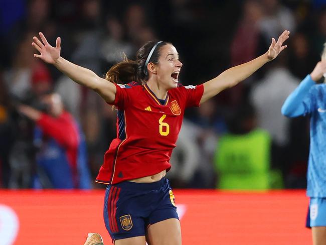 SYDNEY, AUSTRALIA - AUGUST 20: Aitana Bonmati of Spain celebrate after the team's victory in the FIFA Women's World Cup Australia & New Zealand 2023 Final match between Spain and England at Stadium Australia on August 20, 2023 in Sydney, Australia. (Photo by Robert Cianflone/Getty Images) *** BESTPIX ***