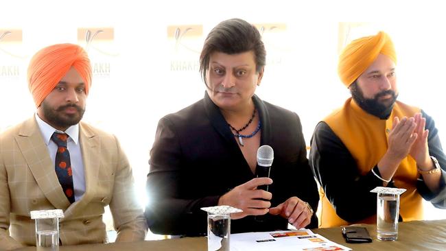 Lovedeep Khakh (left), Jamal Khan (centre) and Luckee Kohli (right) promoting a Kabaddi tournament in 2019