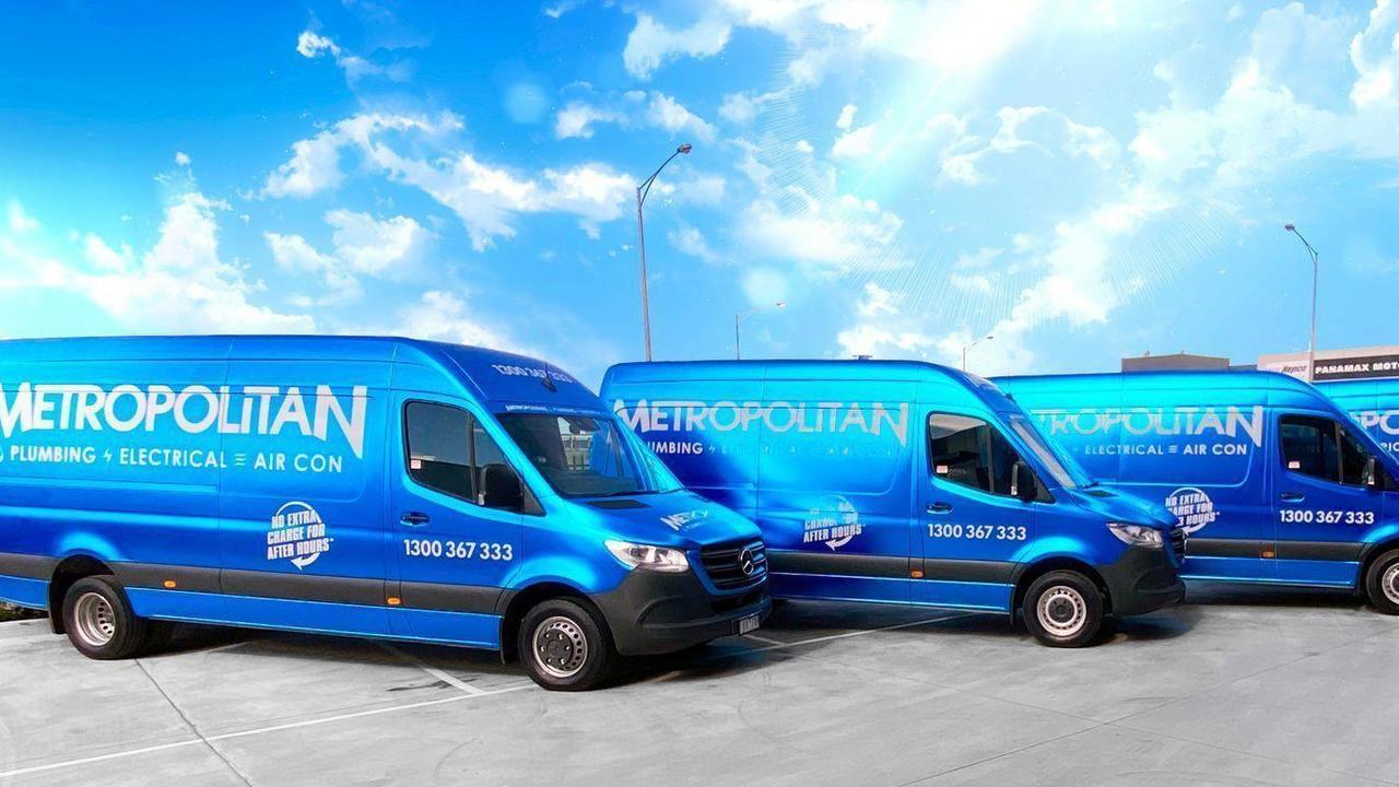 Metropolitan Plumbing are recognisable for their electric blue colour. Picture: Instagram