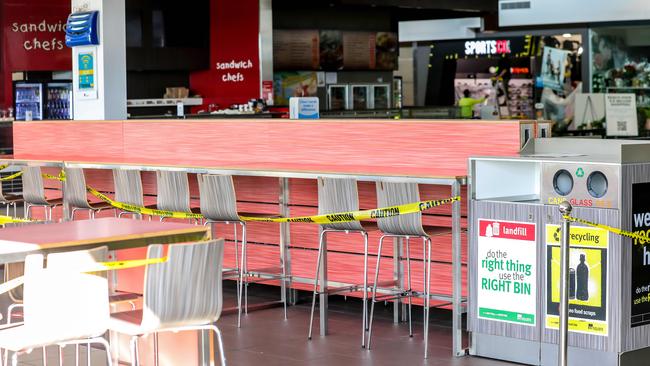 A closed-off cafe at CS Square shopping centre. Picture: Tim Carrafa