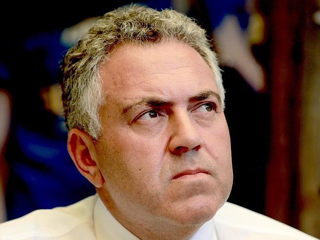 Joe Hockey campaigning for Bill Glasson in Griffith today. Picture: Mark Cranitch.