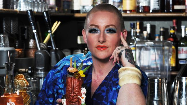 Top Adelaide bartender Abby Roennfeldt at Semaphore's Hades Hula House. Picture: Michael Marschall.