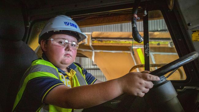 Matty Wilson would love to get a job in the mines when he's old enough. Picture: Steve Vit