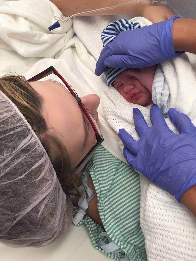 Mum Catherine Hughes with baby Riley.