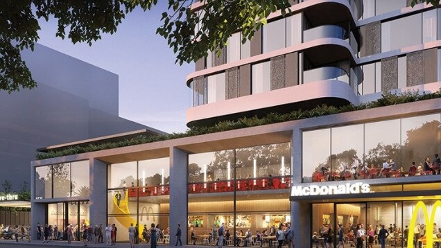 The double-storey Maccas would include 31 levels of flats.