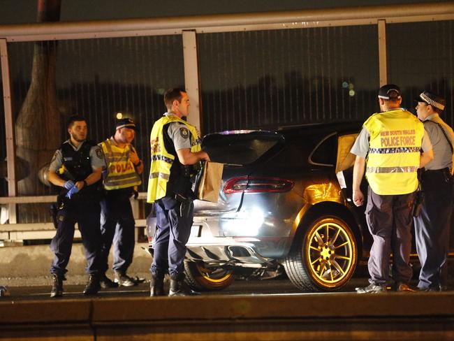 Police say the driver of the Porsche flagged down a passing car. Picture: Steve Tyson