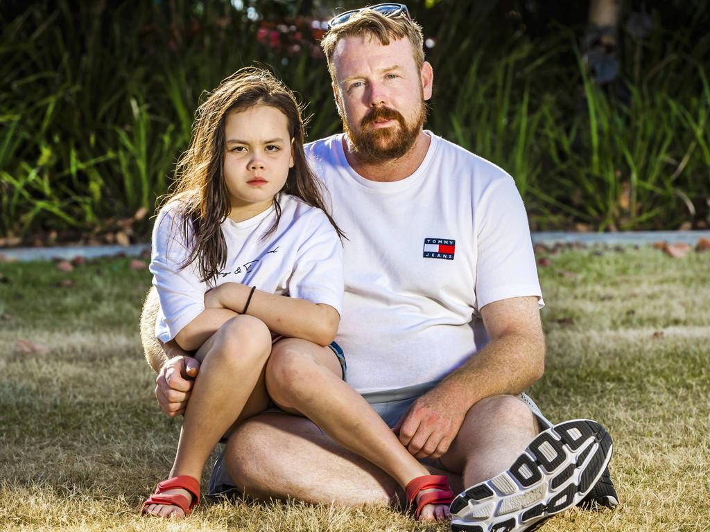 Gold Coaster Rhys Jones was out of pocket after his Covid-19 test results didn't come back in time to fly his daughter Alicia, 7, home to Queensland. Picture: Nigel Hallett