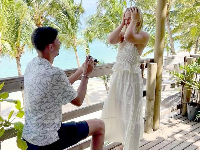 Australian tennis star Alexei Popyrin has announced his engagement to his long-time girlfriend Amy Pederick. Picture: Instagram