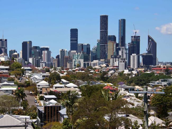 General view of the Brisbane skyline from Enoggera Terrace Paddington. Picture: David Clark