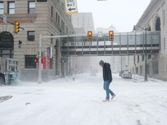 A Detroit resident braves the frigid temperatures. Picture: AFP