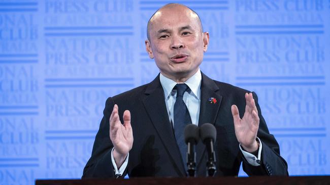 China’s deputy ambassador to Australia Wang Xining addresses the National Press Club last month. Picture: NCA Newswire/Gary Ramage