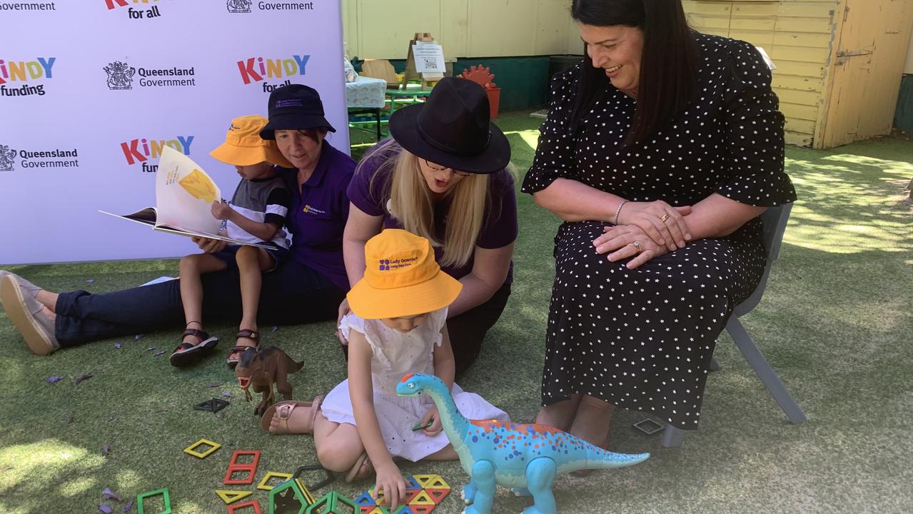 Education Minister Grace Grace at Lady Gowrie Love Street Child Centre to announce the Kindy for All program. Picture: Aisling Brennan