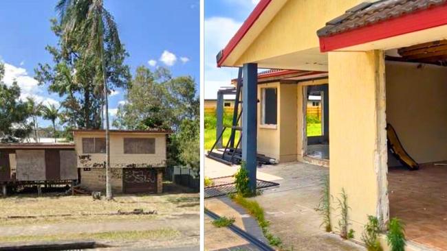 An empty house in Logan’s Kingston, left and a house in Logan’s southwest suburbs. Pictures: Contributed