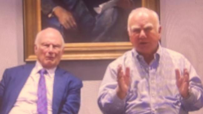 Administrative committee members Richard Alston (left) and Alan Stockdale as they appeared in the online meeting on Tuesday night. Image: supplied