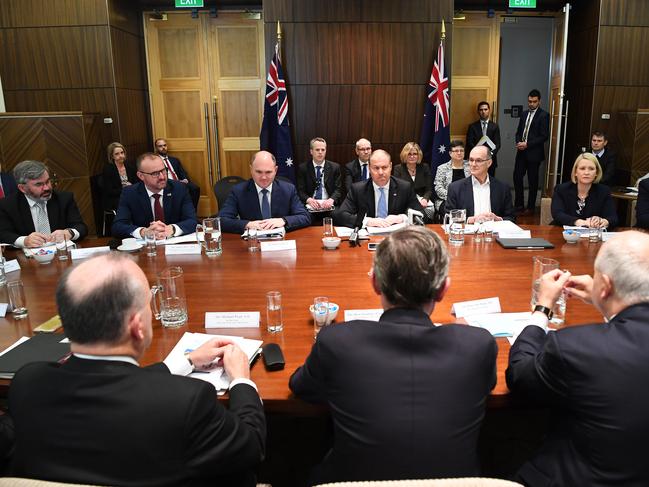 Australian Treasurer Josh Frydenberg and state treasurers met in Melbourne to discuss GST reforms. Picture: AAP