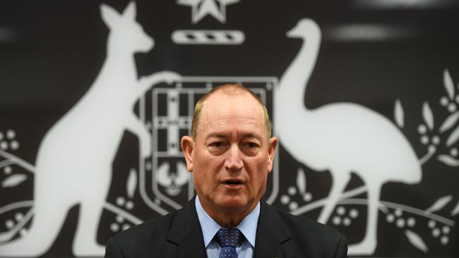 Senator Fraser Anning addresses a press conference on Monday. Picture: AAP 