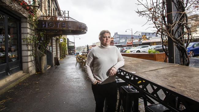 09/06/2021 Hotel Frangos owner Louise Melotte at outside the historic hotel in Daylesford. Aaron Francis/The Australian