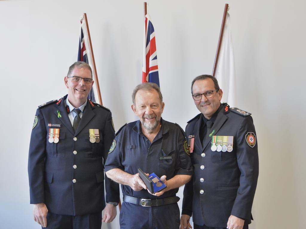 Gladfield Maryvale volunteer rural firefighter David Parsons was awarded a National Medal in recognition of his diligent service during Rural Fire Service Week on Saturday, August 3rd. Photo: Jessica Klein