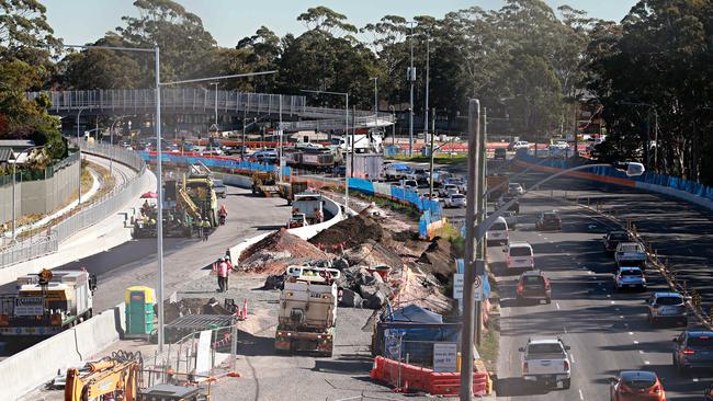 Roadworks along Warringah Rd in Frenchs Forest earlier this year. Picture: Adam Yip